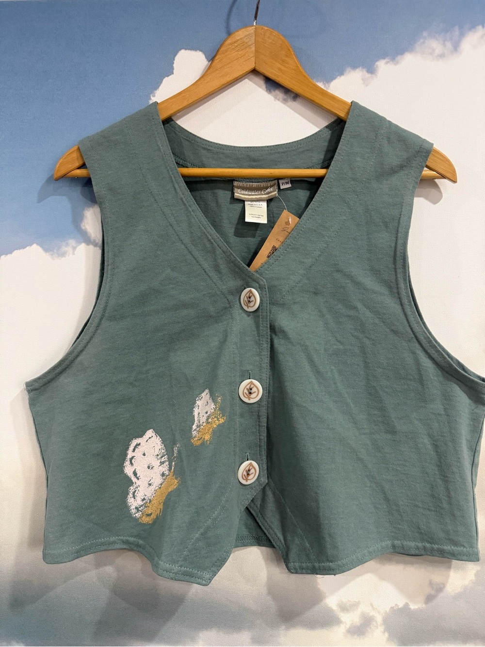 Vintage Coldwater Creek Cropped Butterfly Vest